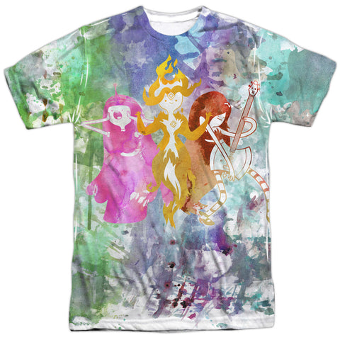 Adventure Time/three Ladies-s/s Adult Poly Crew-white