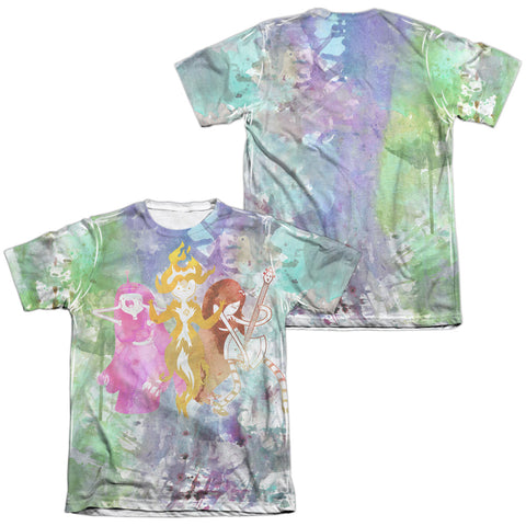 Adventure Time/three Ladies (front/back Print)-adult Poly/cotton S/s Tee-white