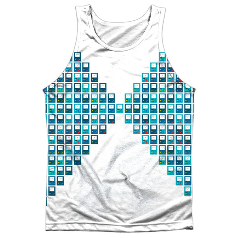 Adventure Time/bmo Ethnic Squares-adult Poly Tank Top-white