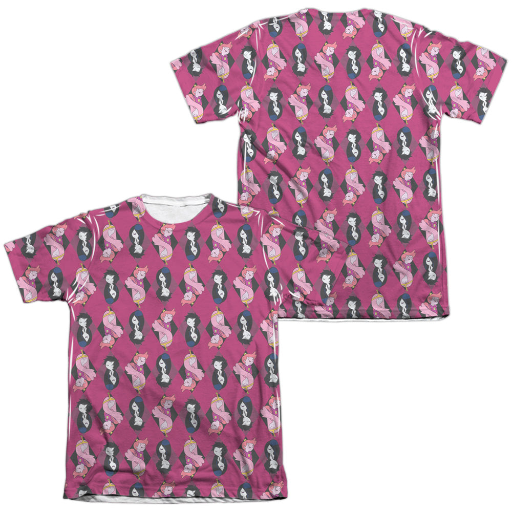 Adventure Time/allover Diamonds (front/back Print)-adult Poly/cotton S/s Tee-white