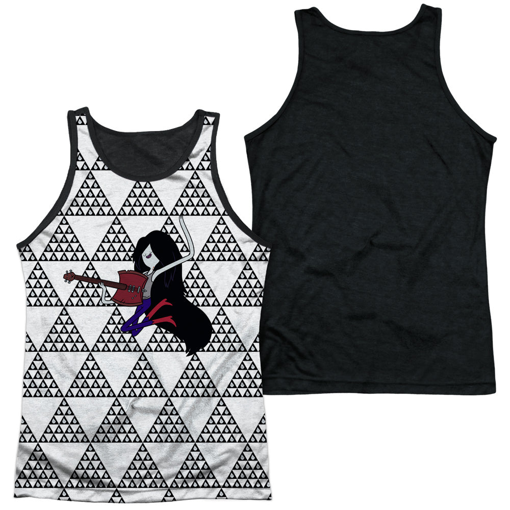 Adventure Time/marcy Triangles-adult Poly Tank Top Black Back-white