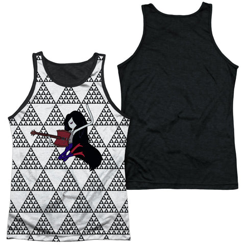 Adventure Time/marcy Triangles-adult Poly Tank Top Black Back-white