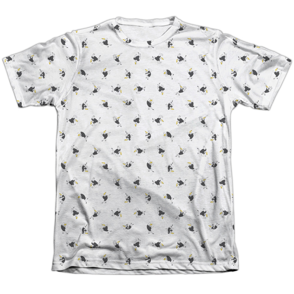 Johnny Bravo/bravo All Over-adult Poly/cotton S/s Tee-white