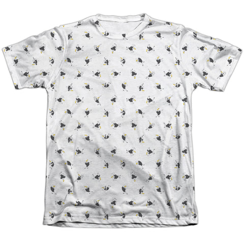Johnny Bravo/bravo All Over-adult Poly/cotton S/s Tee-white