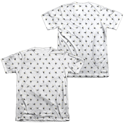 Johnny Bravo/bravo All Over (front/back Print)-adult Poly/cotton S/s Tee-white