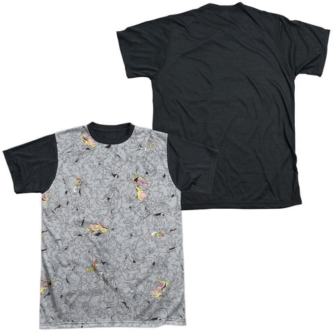 Cow And Chicken/cow Chicken Pattern-s/s Adult White Front Black Back  -white