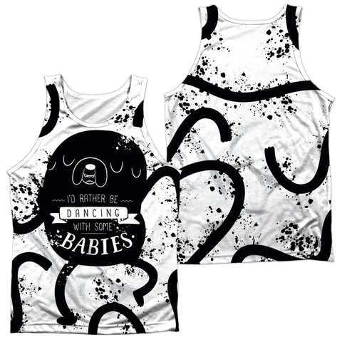 Adventure Time/dancing With Babies (front/back Print)-adult Poly Tank Top-white