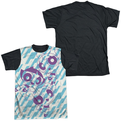 Powerpuff Girls/purple Pattern-s/s Adult White Front Black Back  -white