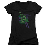 Juniors Sheer Cap Sleeve V-Neck