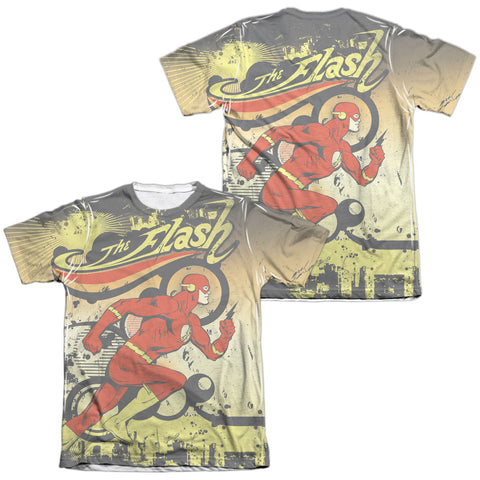 Dc Flash/just Passing Through (front/back Print) - Adult 65/35 Poly/cotton S/s Tee - White