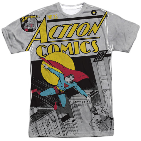 Dc/superman No. 23 -  S/s Adult 100% Poly Crew - White