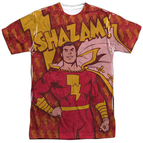 Dc/shazam Bolts-s/s Adult Poly Crew-white