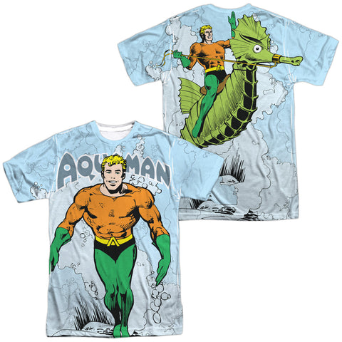 Dc/clasic Aqua (front/back Print)-s/s Adult Poly Crew-white