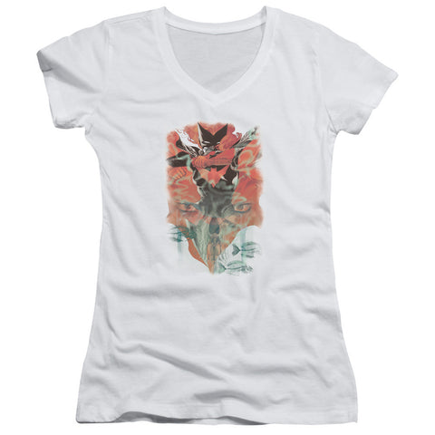 Juniors Sheer Cap Sleeve V-Neck