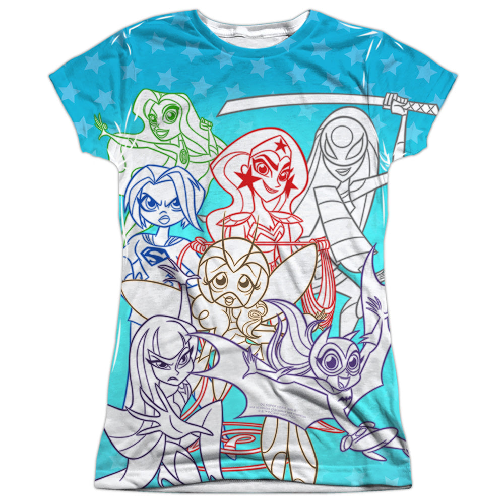 Dc Superhero Girls/justice Gang-s/s Junior Poly Crew-white