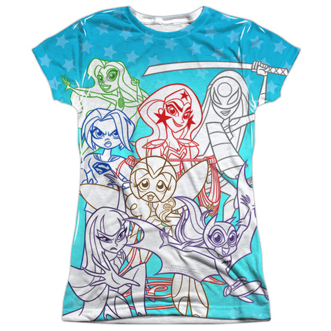 Dc Superhero Girls/justice Gang-s/s Junior Poly Crew-white