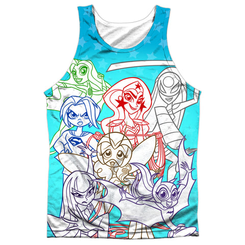 Dc Superhero Girls/justice Gang-adult Poly Tank Top-white