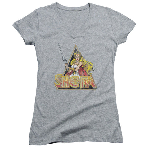 Juniors Sheer Cap Sleeve V-Neck