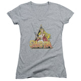 Juniors Sheer Cap Sleeve V-Neck