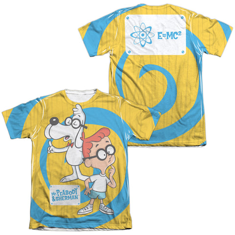 Mr Peabody & Sherman/explanation (front/back Print)-adult Poly/cotton S/s Tee-white