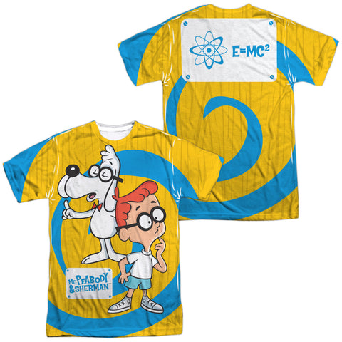 Mr Peabody & Sherman/explanation (front/back Print)-s/s Adult Poly Crew-white