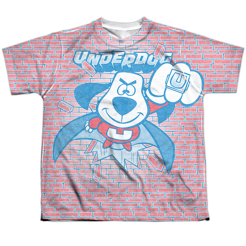 Underdog/burst-s/s Youth Poly Crew-white
