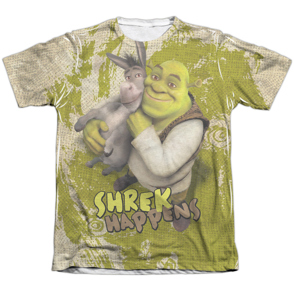 Shrek/best Friends-adult Poly/cotton S/s Tee-white