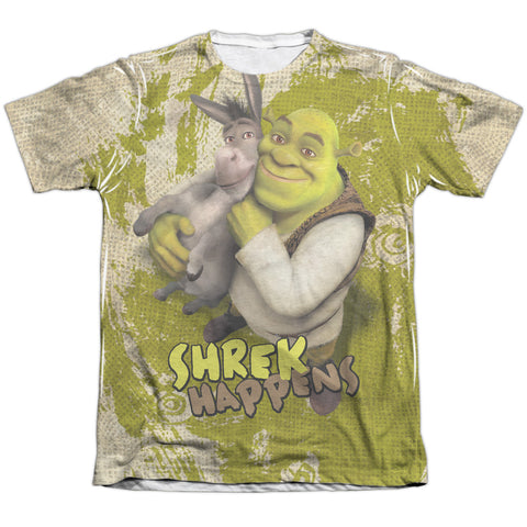 Shrek/best Friends-adult Poly/cotton S/s Tee-white