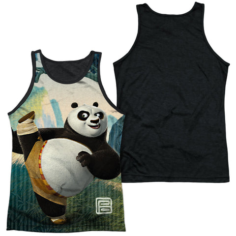 Kung Fu Panda/training-adult Poly Tank Top Black Back-white