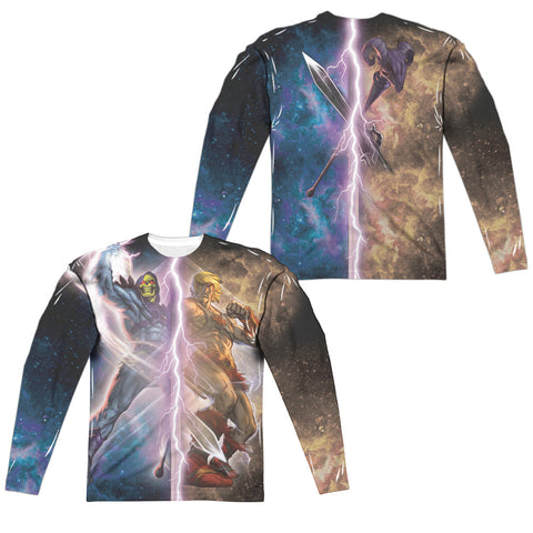 Masters Of The Universe/strike (front/back Print)-l/s Adult Poly Crew -white