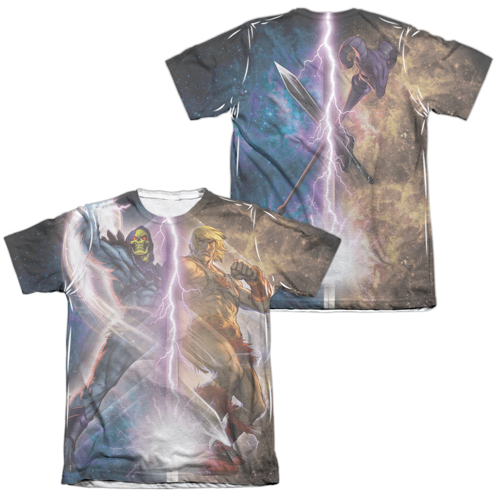 Masters Of The Universe/strike (front/back Print)-adult Poly/cotton S/s Tee-white