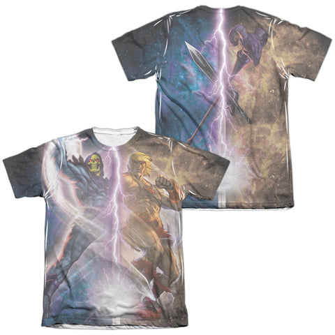 Masters Of The Universe/strike (front/back Print)-adult Poly/cotton S/s Tee-white