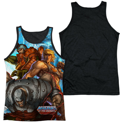 Masters Of The Universe/heroes And Villains-adult Poly Tank Top Black Back-white