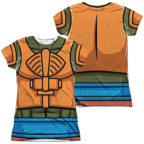 Masters Of The Universe/man At Arms Costume (front/back Print)-s/s Junior Poly Crew-white