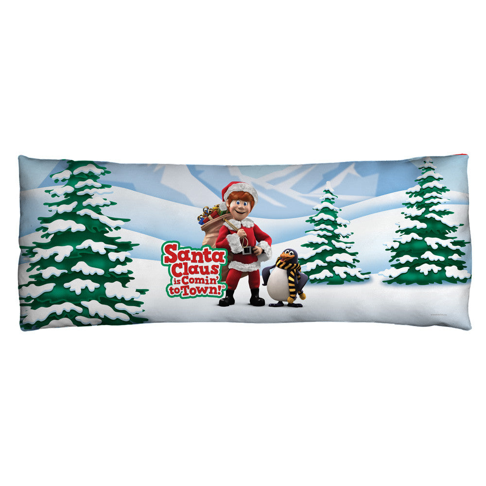 SANTA CLAUS IS COMIN TO TOWN-KRIS AND TOPPER - MICROFIBER BODY PILLOW - 18x54