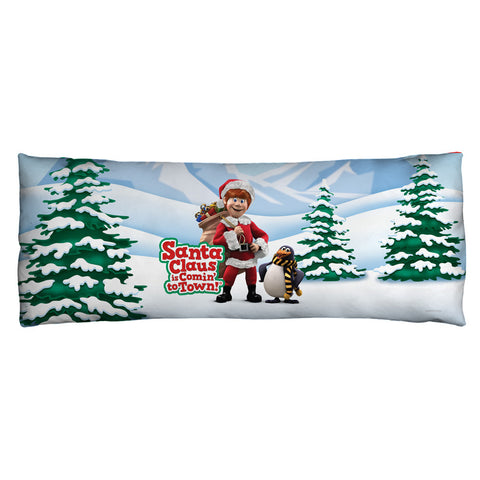 SANTA CLAUS IS COMIN TO TOWN-KRIS AND TOPPER - MICROFIBER BODY PILLOW - 18x54