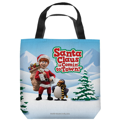 SANTA CLAUS IS COMIN TO TOWN-KRIS AND TOPPER - TOTE BAG - 16x16