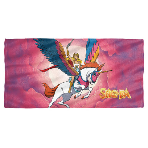 She Ra/clouds-cotton Front / Poly Back Beach Towel-white