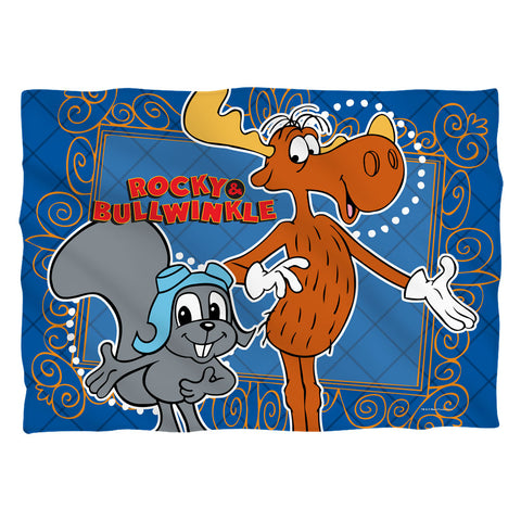 Rocky & Bullwinkle/framed Friends-pillow Case-white