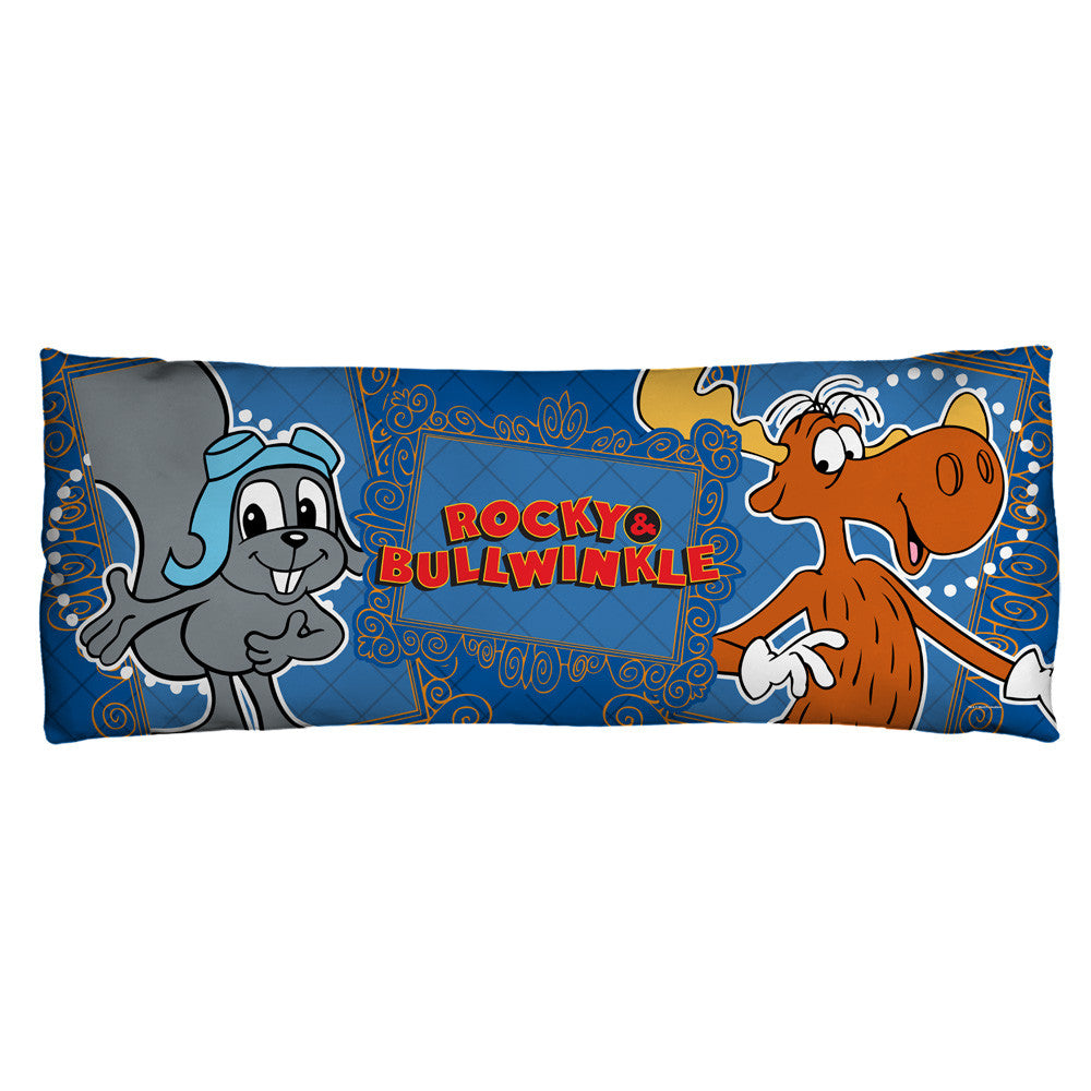 ROCKY & BULLWINKLE-FRAMED FRIENDS - MICROFIBER BODY PILLOW - 18x54
