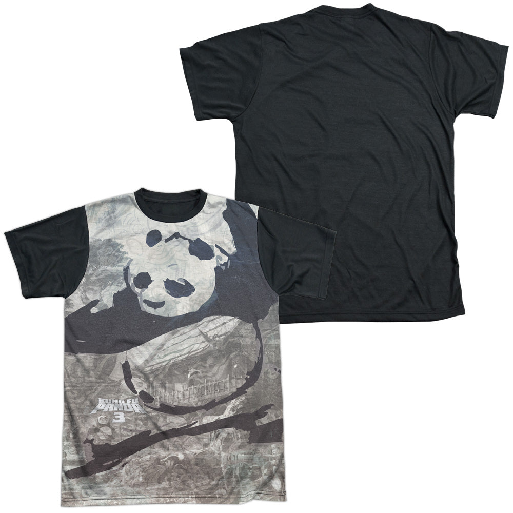 Kung Fu Panda/brushed Po-s/s Adult White Front Black Back  -white