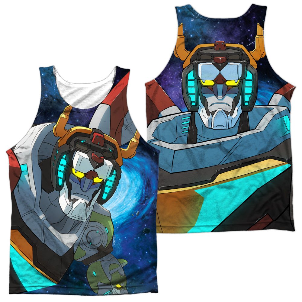 Voltron/in Space (front/back Print)-adult Poly Tank Top-white
