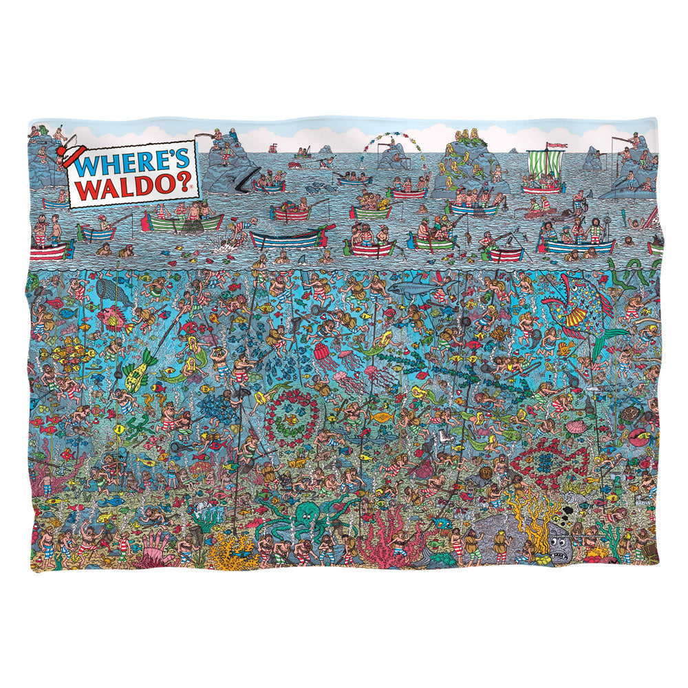 Wheres Waldo/sea Me (front/back Print)-pillow Case-white