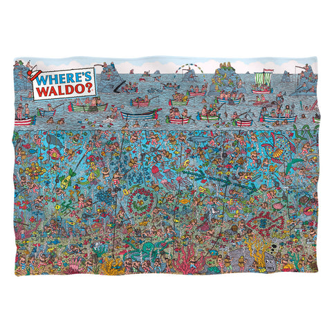 Wheres Waldo/sea Me (front/back Print)-pillow Case-white