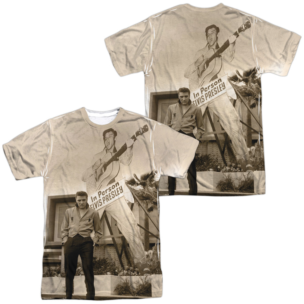 Elvis Presley/larger Than Life (front/back Print) -  S/s Adult 100% Poly Crew - White