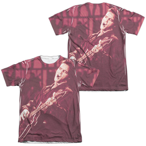 Elvis Presley/scratched 68 (front/back Print) - Adult 65/35 Poly/cotton S/s Tee - White