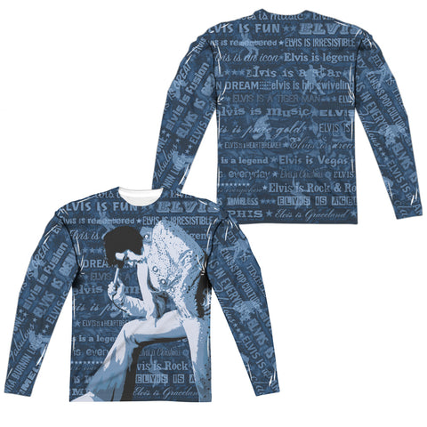 Elvis Presley/is Everything (front/back Print)-l/s Adult Poly Crew -white