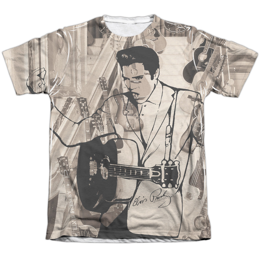 Elvis Presley/guitarman - Adult 65/35 Poly/cotton S/s Tee - White