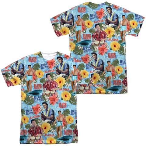 Elvis Presley/surfs Up -  S/s Adult 100% Poly Crew- White