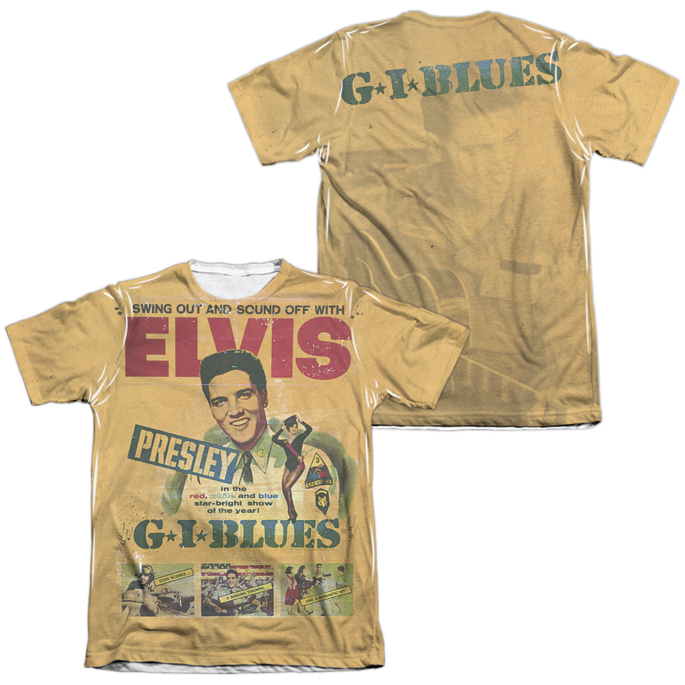 Elvis Presley/gi Blues (front/back Print)-adult Poly/cotton S/s Tee-white